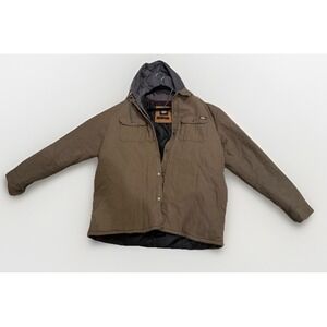 Dickies Insulated Hooded Canvas Work Jacket Brown Built‎ To Work Coat Large